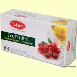 Чай зеленый Victorian Green Tea Cranberry (с клюквой) 100 пакетов