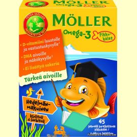 Детские витамины Möller Omega-3 Pikkukalat Hedelmänmakuinen 45 капсул