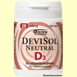 DeviSol Neutral 20 mikrog. Витамин D3 20 мкг. 200 табл.