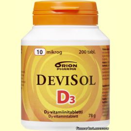 DeviSol 10 mikrog. Витамин D3 10 мкг. 200 табл.