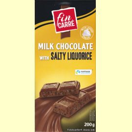 Шоколад молочный fin CARRE Milk Chocolate with SALTY LIQUORICE 200 гр.