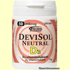 DeviSol Neutral 50 mikrog. Витамин D3 50 мкг. 200 табл.