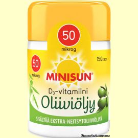 Minisun D-vitamiini Oliiviöljykapseli 50 мкг. 150 капс.