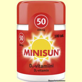 Minisun D3-vitamiini 50 мкг. 100 табл.