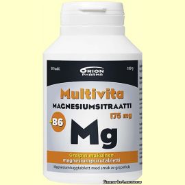 Multivita Magnesiumsitraatti+B6 175 мг. greippi 80 табл.