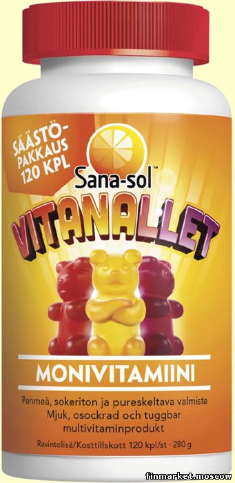 Заказать Sana-sol Vitanallet 120 табл. в службе доставки Finmarket-Moscow -  товары из Финляндии в Москве