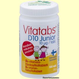 Vitatabs® D10 Junior Витамин D3 — в таблетках из ксилита 100 табл.