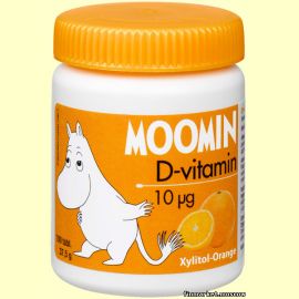 Moomin D-vitamiini 10 мкг. Xylitol-Orange 100 табл.
