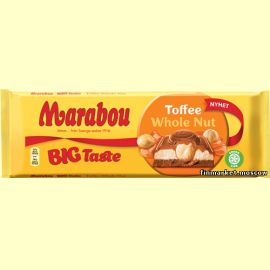 Шоколад молочный с карамелью и фундуком Marabou Big Taste Toffee Whole Nut 300 гр.