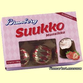 Суфле клубничное в шоколаде Brunberg Mansikkasuukko 150 гр.