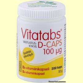 Vitatabs® D-Caps 100 мкг — Витамин D3 200 капс.