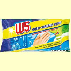 Салфетки влажные для уборки W5 Multi-Surface Wipes Lemon 80 шт.