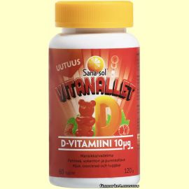Sana-sol Vitanallet D-vitamiini mansikka-vadelma 60 шт.