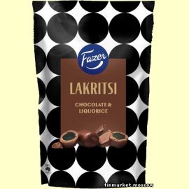Лакрица в шоколаде Fazer Lakritsi Chocolate & Liquorice 140 гр.