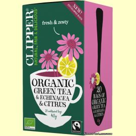 Чай зелёный Clipper Organic GREEN TEA WITH CITRUS & ECHINACEA 20 пакетиков