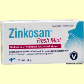 Zinkosan® Fresh Mint для смягчения боли в горле и облегчения дыхания 20 табл.