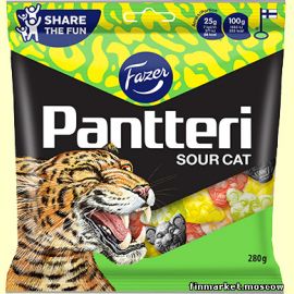 Конфеты лакричные Fazer Pantteri Sour Cat 280 гр.
