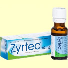 Zyrtec 10 мг./мл. tipat, капли от аллергии 20 мл.