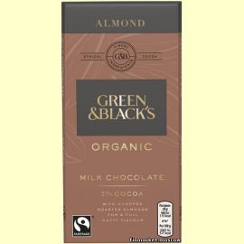 Шоколад молочный с жаренным миндалем Green & Black's Organic Almond 90 гр.