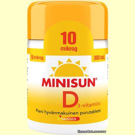 Minisun D3-vitamiini 10 мкг. 300 табл.