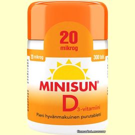 Minisun D3-vitamiini 20 мкг. 300 табл.