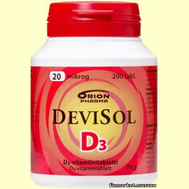 DeviSol 20 mikrog. Витамин D3 20 мкг. 200 табл.