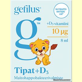 Gefilus Tipat+D3 молочнокислые бактерии + витамин D3. Капли 8 мл.