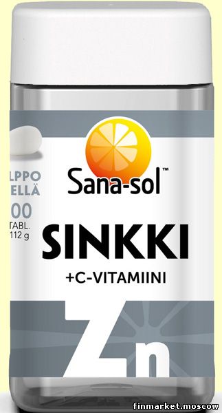 Заказать Sana-sol Sinkki+C-Vitamiini 200 табл. в службе доставки  Finmarket-Moscow - товары из Финляндии в Москве