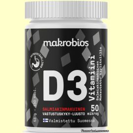 Makrobios salmiakinmakuinen D3-vitamiini 50 мкг. 150 табл.