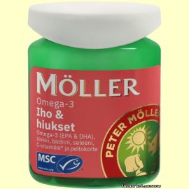 Рыбий жир в капсулах Möller Omega-3 Iho & hiukset 60 шт.