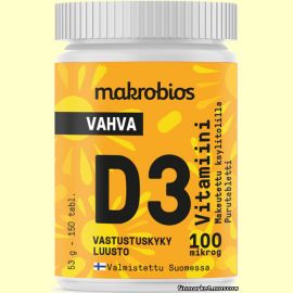 Makrobios Vahva D3-vitamiini 100 мкг. 150 табл.