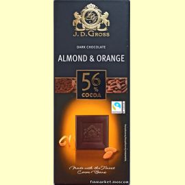 Шоколад тёмный J.D. Gross Almond & Orange 56% Cacao 125 гр.
