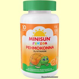 Minisun D-vitamiini Pehmokonna Junior Витамин Д 10 мкг. вкус апельсина 120 шт.