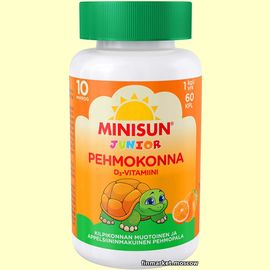 Minisun D-vitamiini Pehmokonna Junior Витамин Д 10 мкг. вкус апельсина 60 шт.