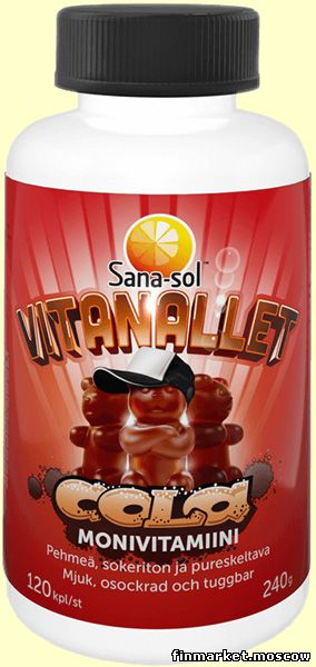 Заказать Sana-sol Vitanallet Cola Monivitamiini 120 шт. в службе доставки  Finmarket-Moscow - товары из Финляндии в Москве