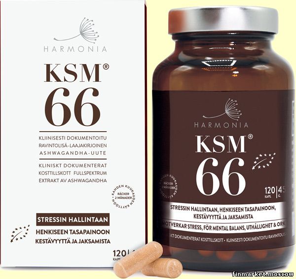 Заказать Harmonia KSM66® для управления стрессом 120 капсул в службе  доставки Finmarket-Moscow - товары из Финляндии в Москве