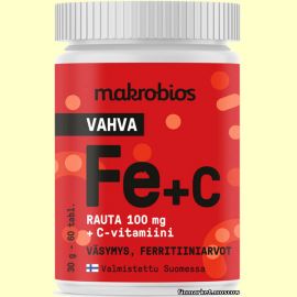 Makrobios Vahva Rauta 100 мг + C Vitamiini 60 табл.