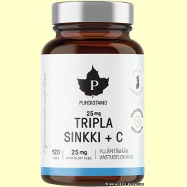 Puhdistamo Tripla Sinkki + C 25 мг. 120 капс.