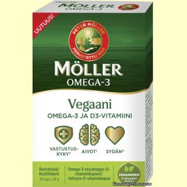 Möller Vegaani Omega-3 ja D-vitamiini 30 капс.