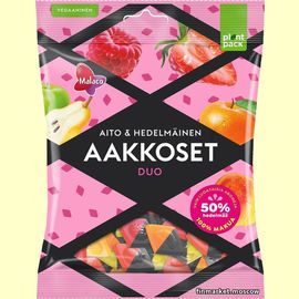 Конфеты Malaco Aakkoset Aito & Hedelmäinen Duo 230 гр.