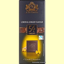 Шоколад тёмный J.D. Gross Lemon & Ginger Flavour 56% Cасао 125 гр.