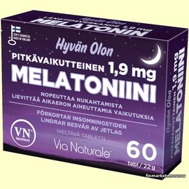 Hyvän Olon Melatoniini Мелатонин длительного действия 1,9 мг. 60 табл.