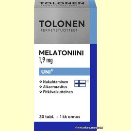 Tri Tolonen Melatoniini 1,9 мг. Мелатонин длительного действия 30 табл.