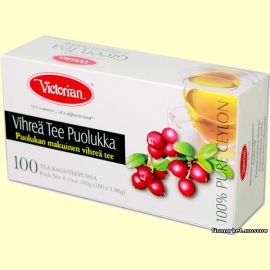 Чай зеленый Victorian Green Tea Lingon Berry (с брусникой) 100 пакетов